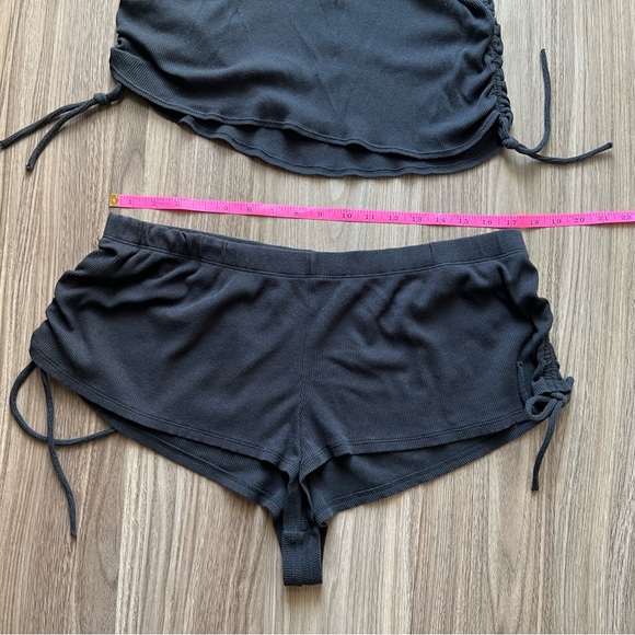 Lane Bryant Ribbed Ruched Short and Cropped Tank Top Set Black - Picture 10 of 12